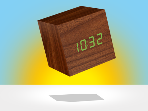 GINGKO CUBE WALNUT CLICK CLOCK (£30)