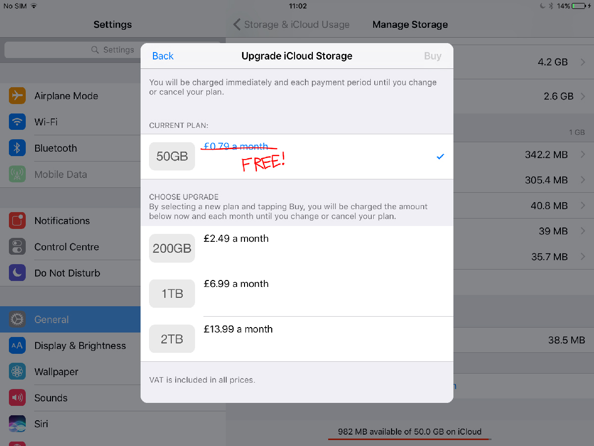 9) Raise the iCloud limit