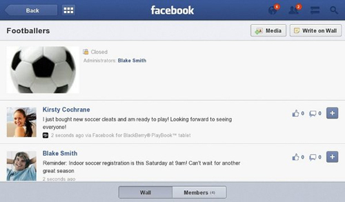 Facebook for BlackBerry PlayBook gets much needed update