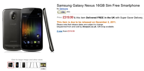 Galaxy Nexus and Ice Cream Sandwich put on hold till December 2