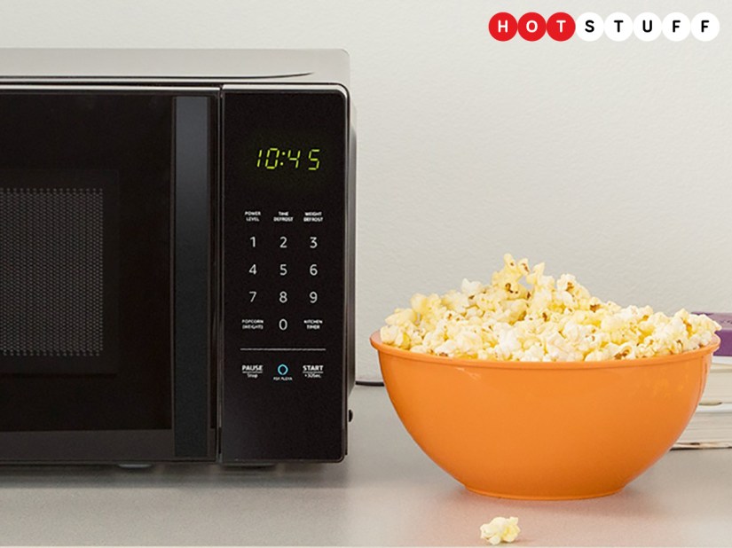 The AmazonBasics Microwave can order you more popcorn when you’re running low