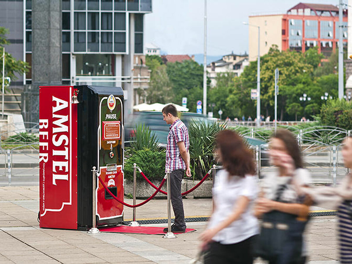 Amstel: remain still for three minutes, get a free beer