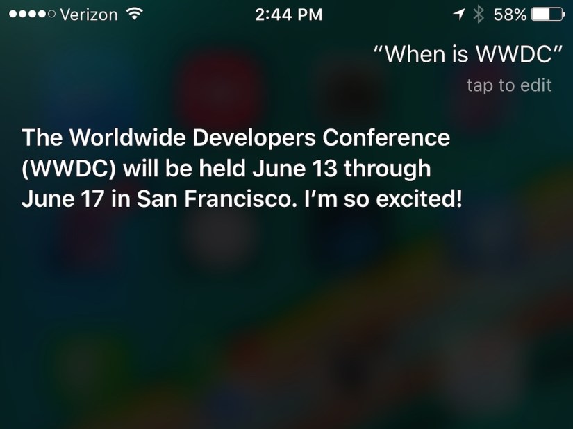 Apple’s WWDC 2016 dated for 13-17 June, says Siri