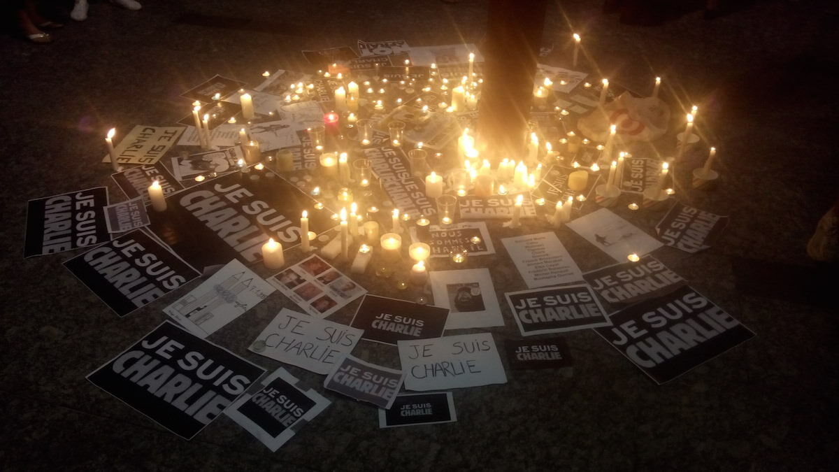 Rally to support Charlie Hebdo following terrorist attack