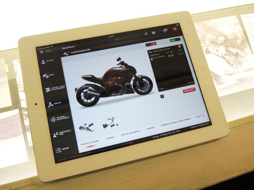 Design your own custom built Ducati bike with new iPad app