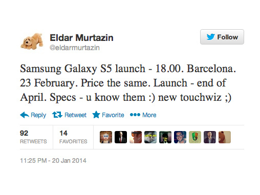 Samsung will unveil the Galaxy S5 on February 23, release set for April