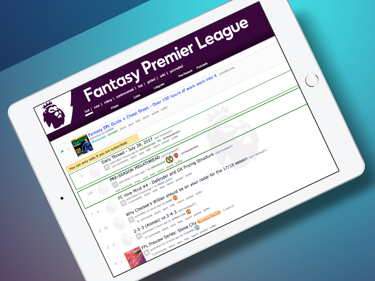 5) Terrace talk: FantasyPL subreddit