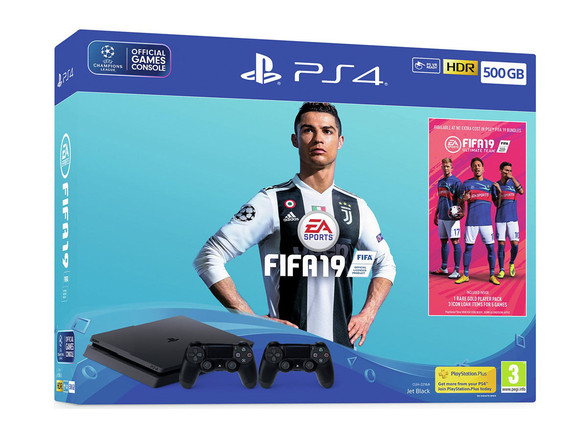 PS4 500GB Console with FIFA 19 and 2 Controllers: £249.99 (save £30)