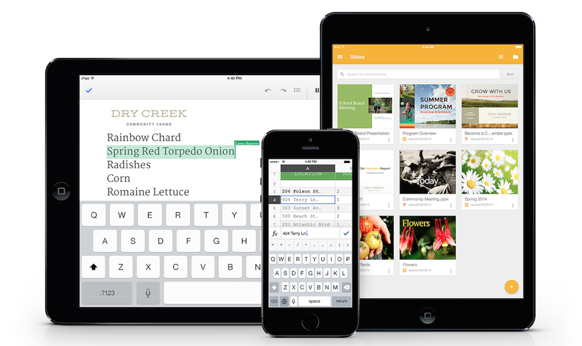 Google Slides, Sheets, and Docs