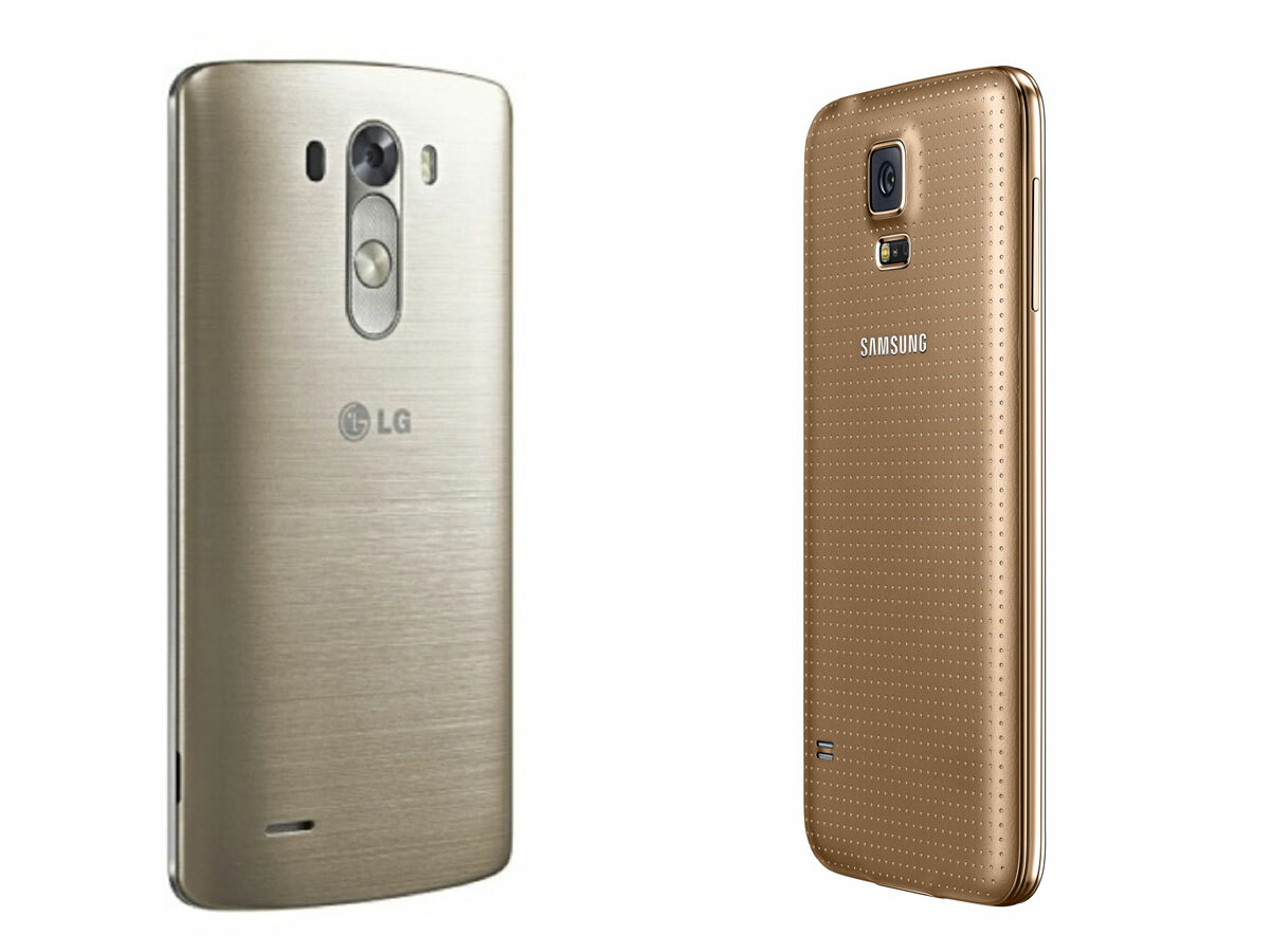 LG G3 and Samsung Galaxy S5: both available in gold-coloured plastic!