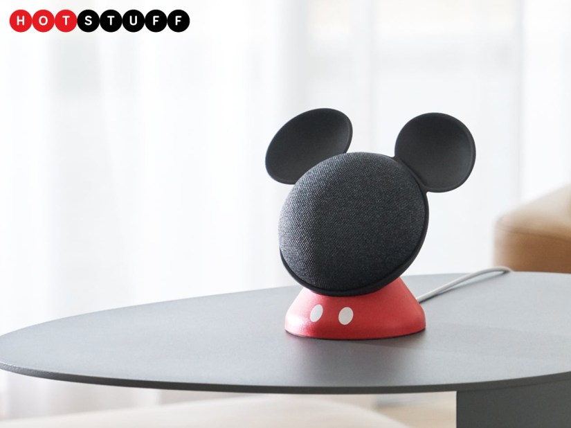 The OtterBox stand gives the Google Home Mini a Mickey Mouse makeover