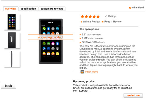 Nokia N9 release date set for September