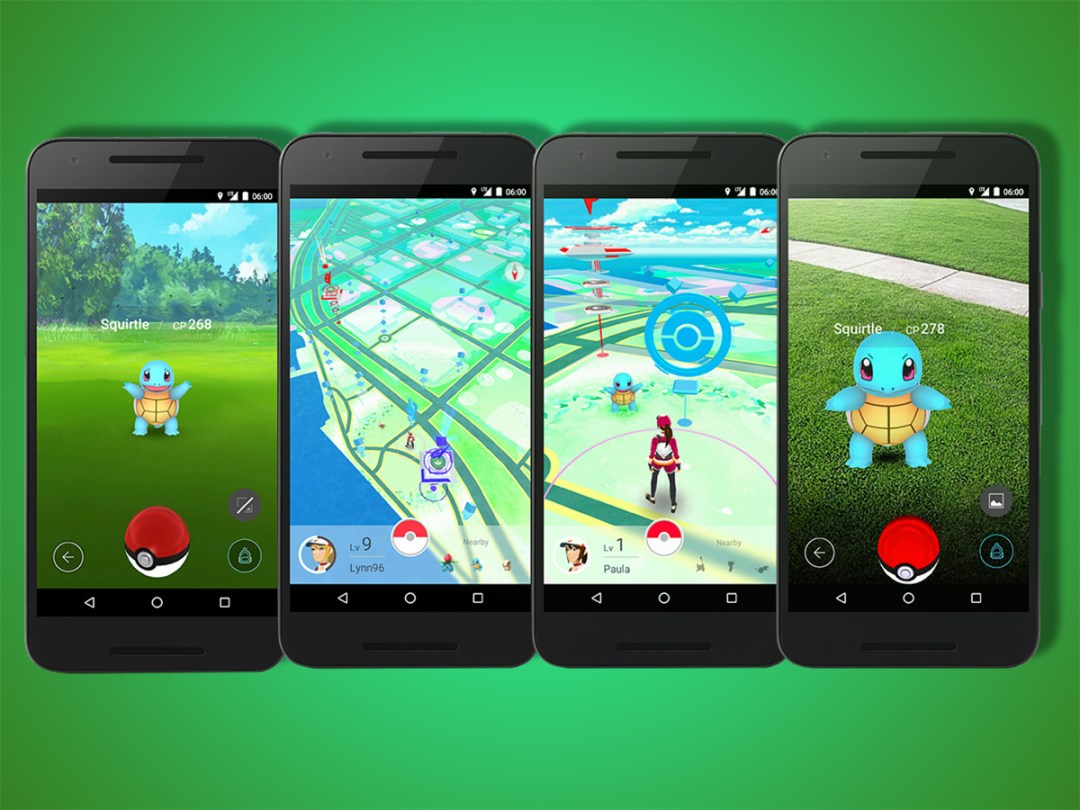 Pokemon Go displayed on mobile devices
