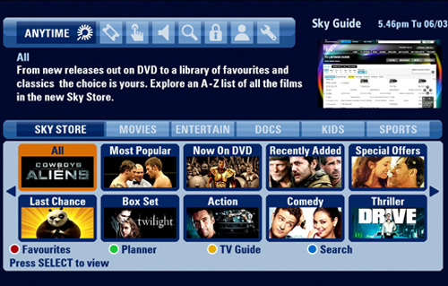 Sky bumps up Anytime+ library to over 1000 movies