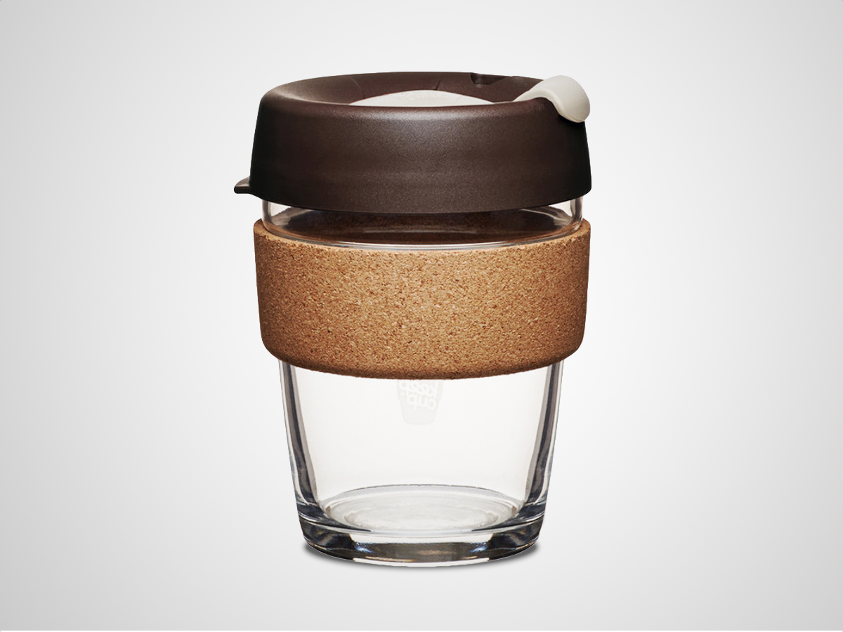 The wrapped glass: KeepCup Brew Cork Almond (from £19)