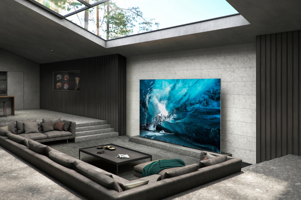 A new Samsung Micro LED TV shown in a lifestyle setting