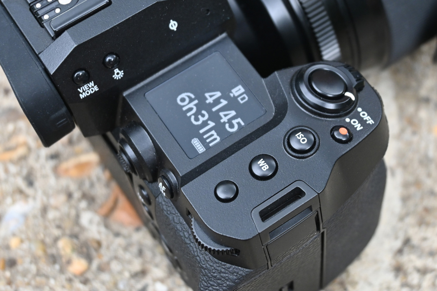 Fuji X-H2S digital system camera top place LCD close up