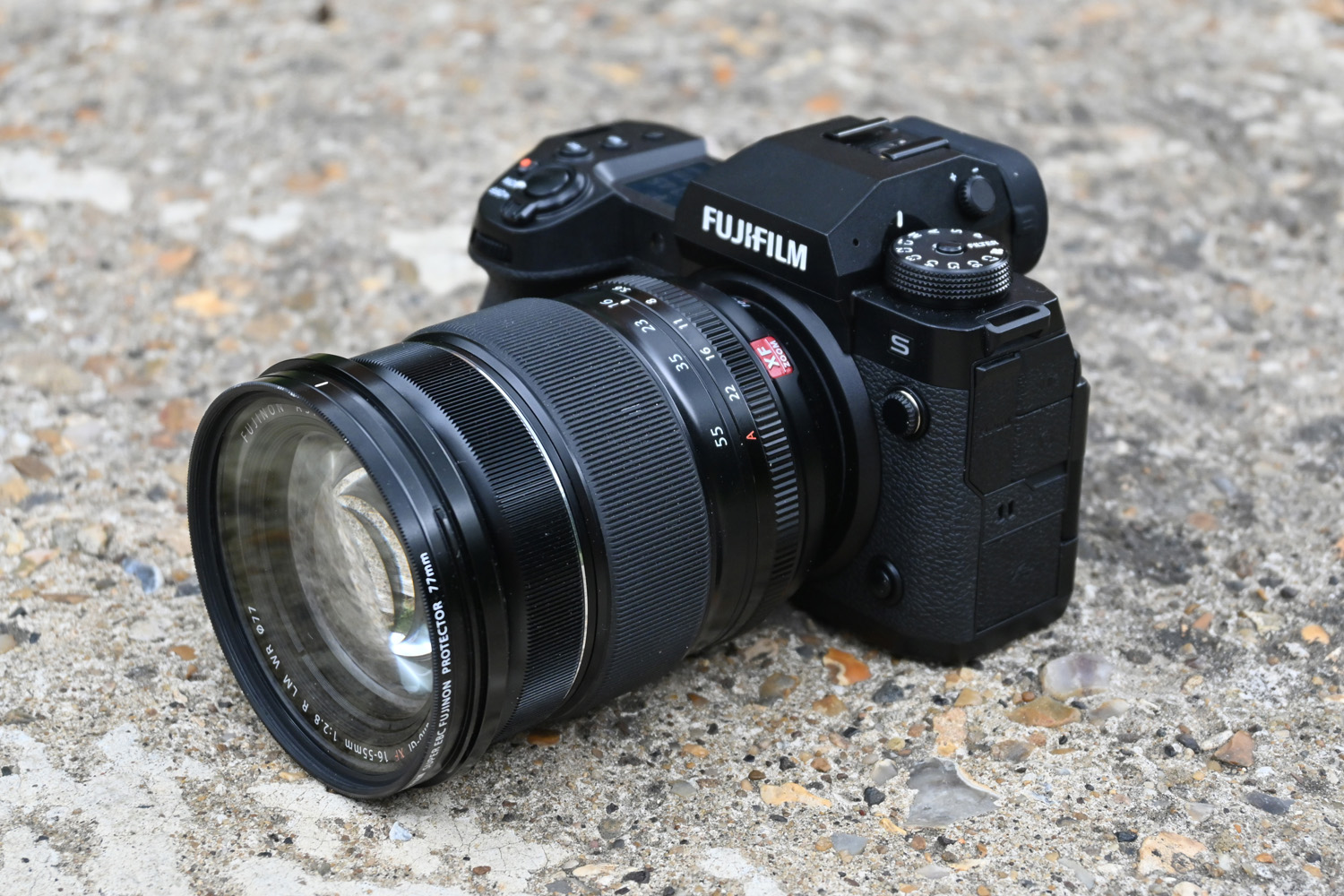 Fuji X-H2S digital system camera with lens