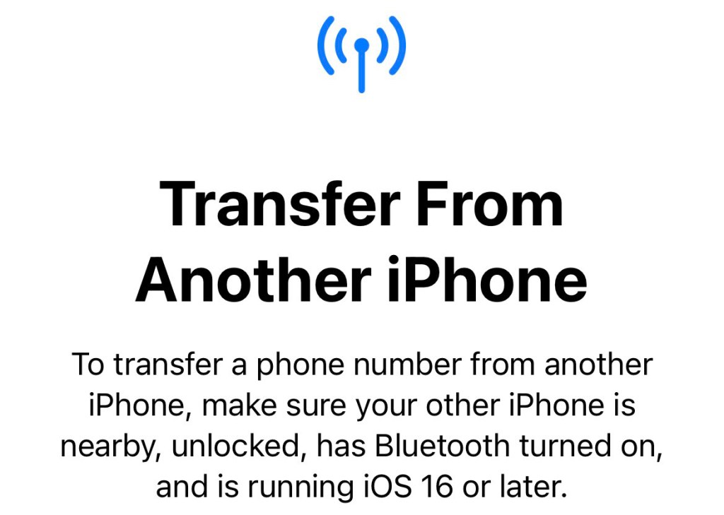 Transferring eSIM on iPhone screenshot