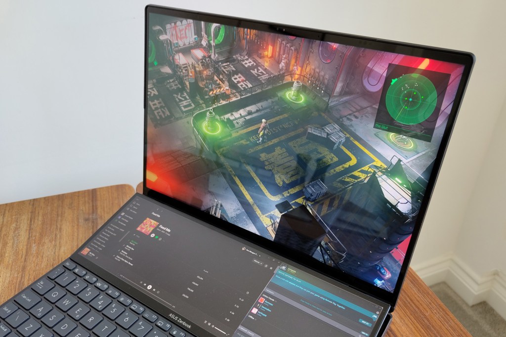 Asuz Zenbook Pro 14 Duo OLED laptop showing a game