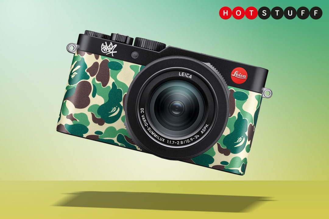 Leica x bathing ape x stash camera on green background