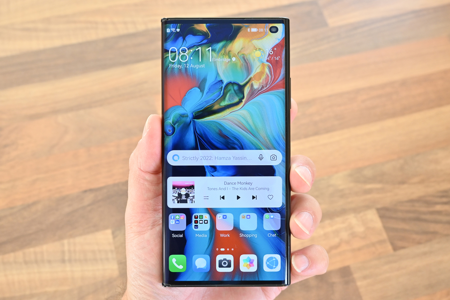 Huawei Mate Xs 2 review in hand folded front