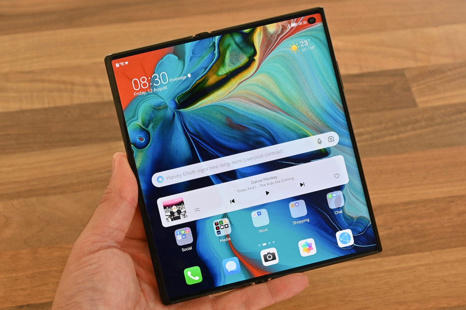 Huawei Mate Xs 2 review in hand unfolded
