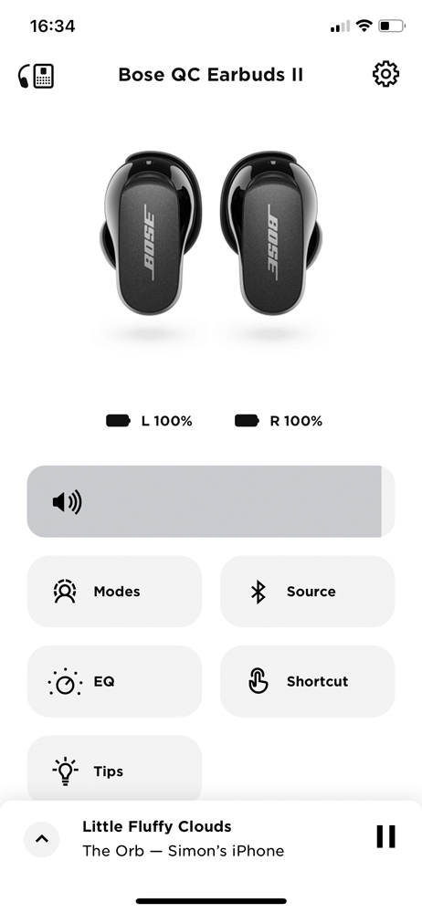 Bose QuietComfort Earbuds II review app homescreen