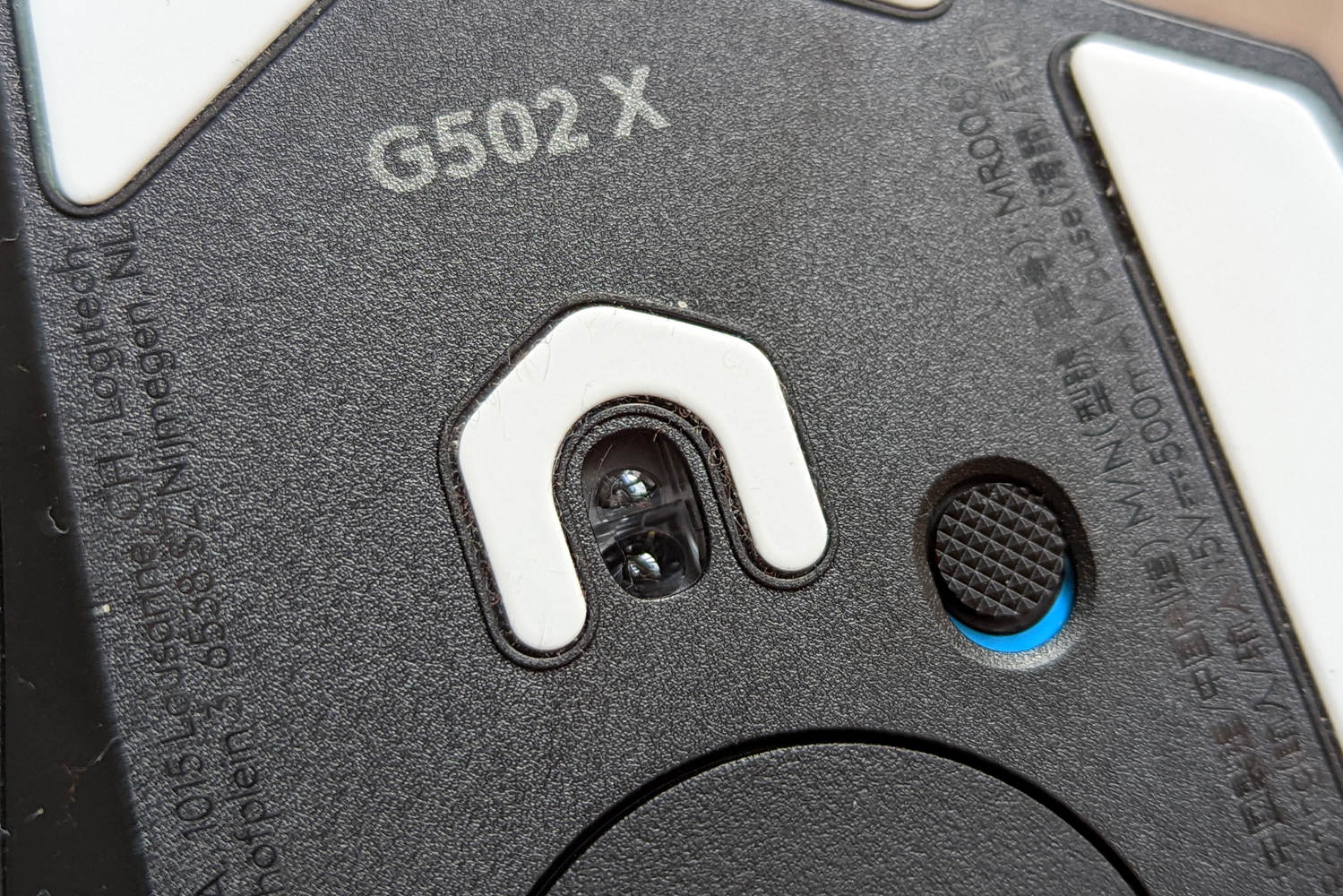 Logitech G502 X Plus review sensor close-up