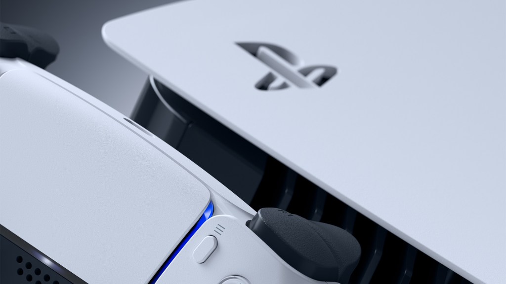 Sony PlayStation 5 controller and PS5 logo