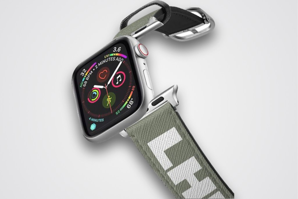 Casetify's Luggage Tag strap for Apple Watch in London Heathrow model