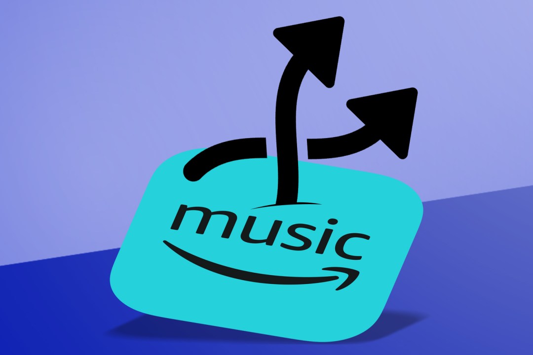 Amazon Music logo being speared by a shuffle icon
