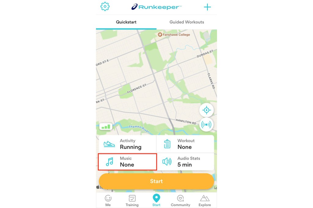 Runkeeper app on iOS