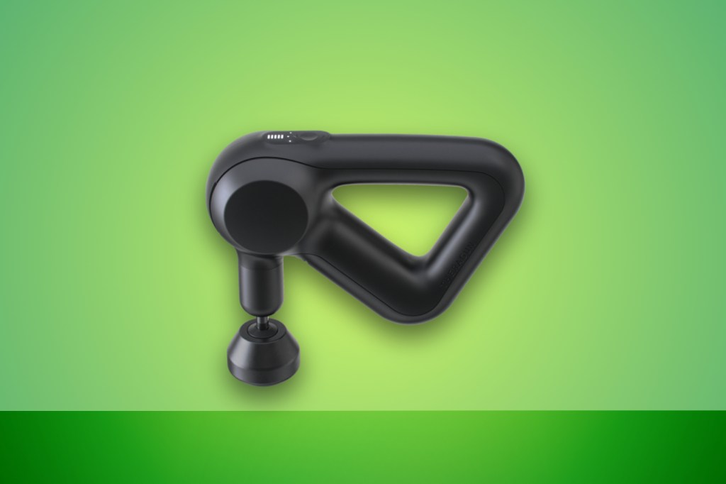 Theragun Prime massager against green background