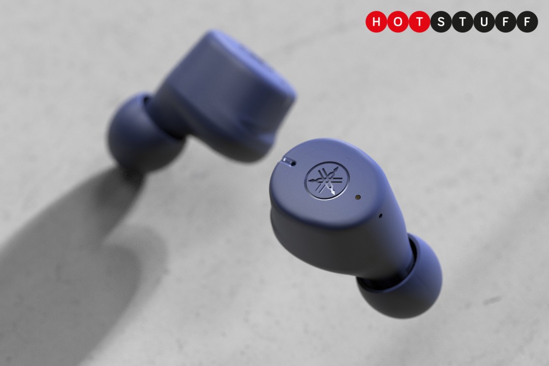 Yamaha's third-gen TW-E3 wireless earbuds in blue