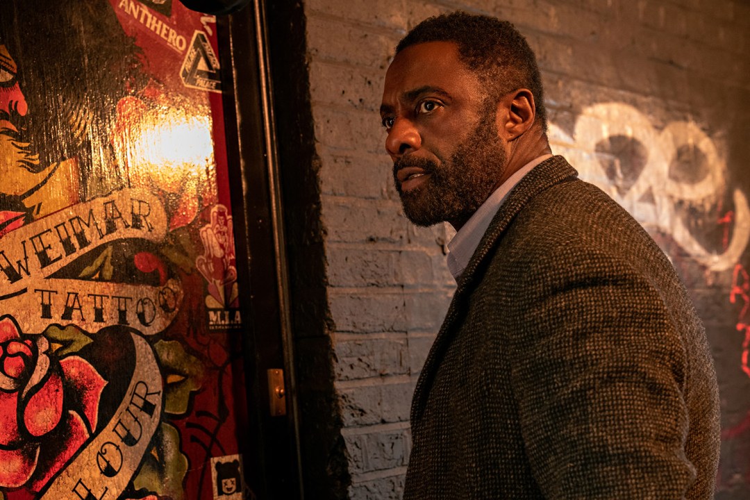 Luther: The Fallen Sun. Idris Elba as John Luther in Luther: The Fallen Sun. Cr. John Wilson/Netflix © 2023