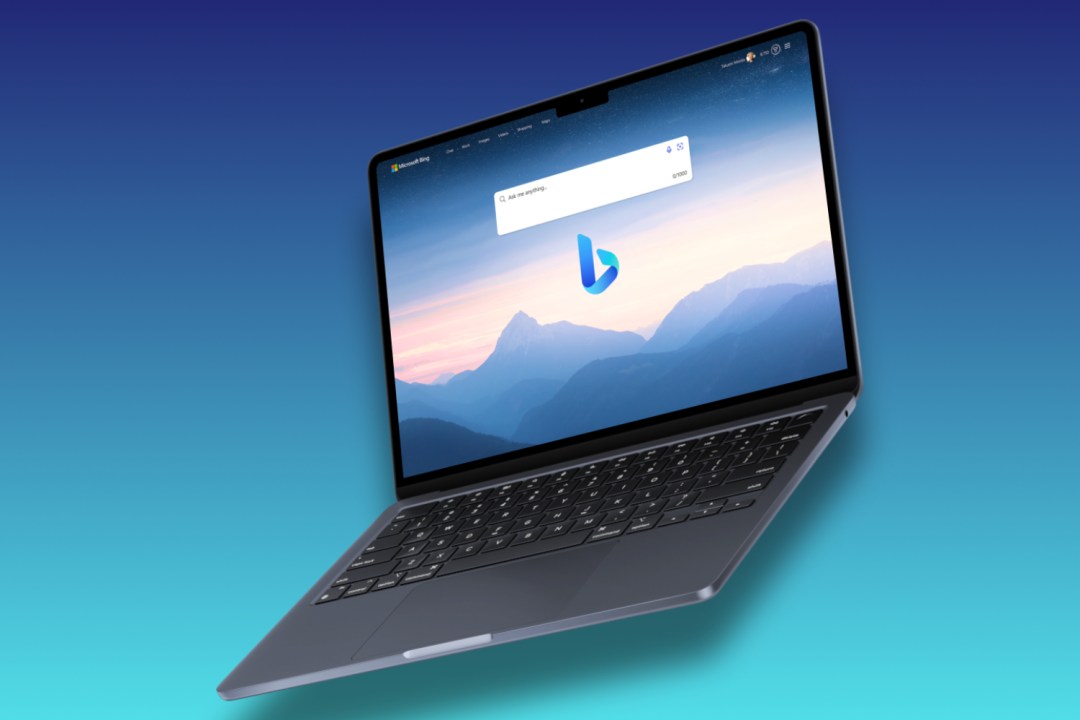 Bing powered by ChatGPT on a MacBook