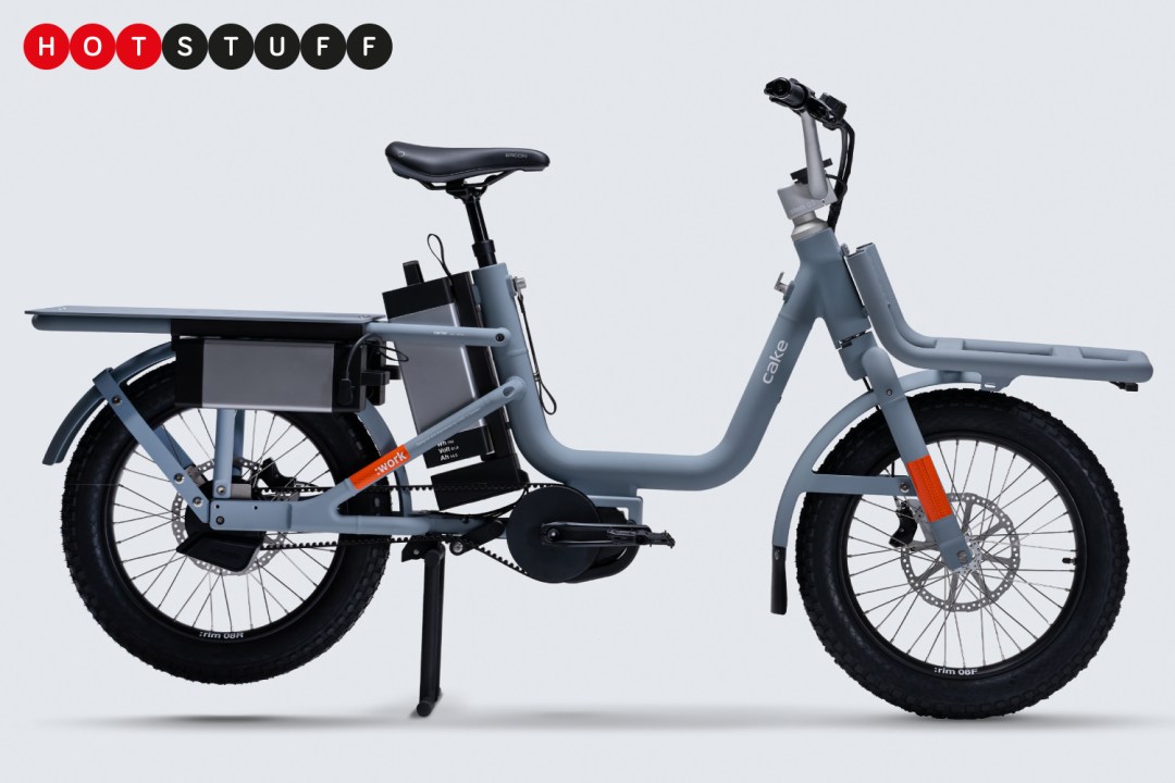 A Cake ebike with front and rear carriers on a plain background.