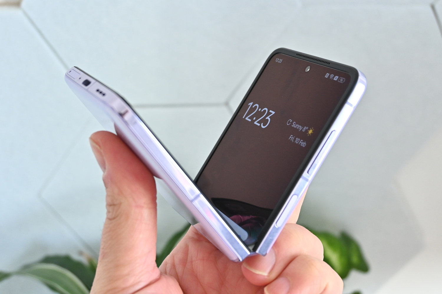 Oppo Find N2 Flip review in hand half-folded