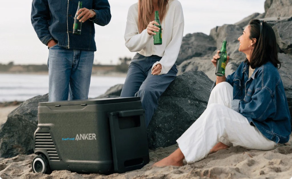 Anker's EverFrost cooler on the beach
