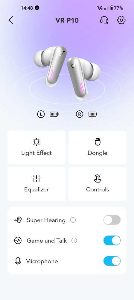 Soundcore VR P10 app device settings