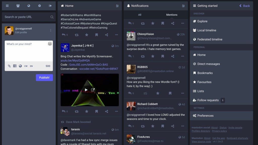 Mastodon's advanced web interface