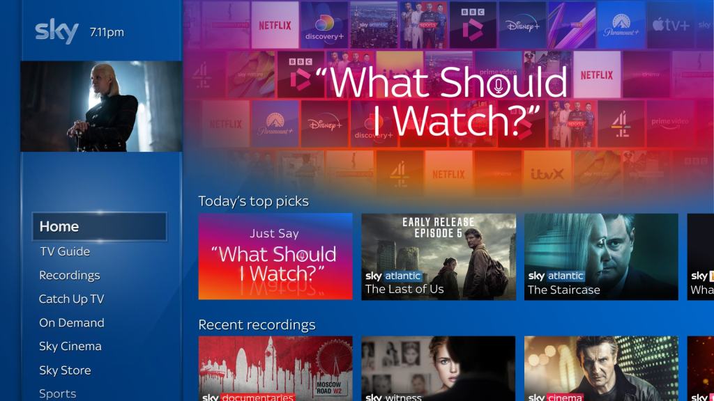 Screenshot of Sky Q interface