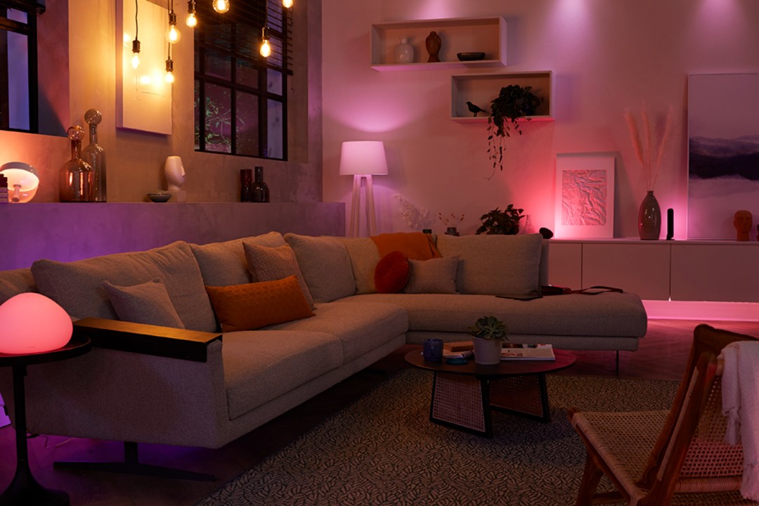 Philips Hue lights in living room