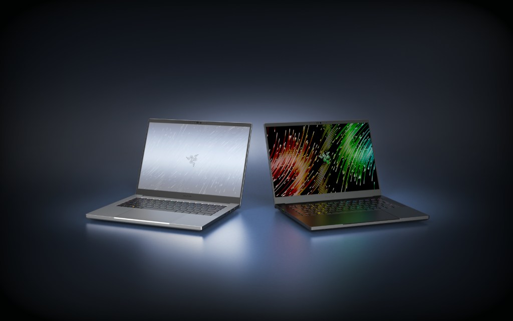 The Razer Blade 14 laptop in both colours: white and black