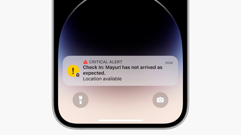 Check In alerts on iPhone