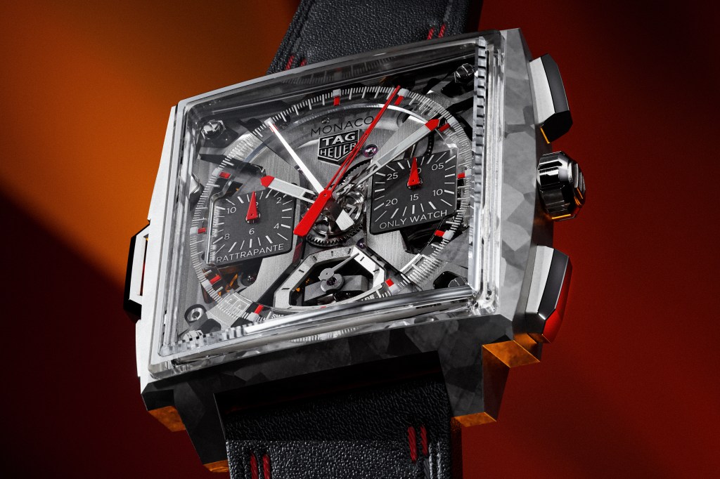 TAG Heuer Only Watch on red/orange gradient background