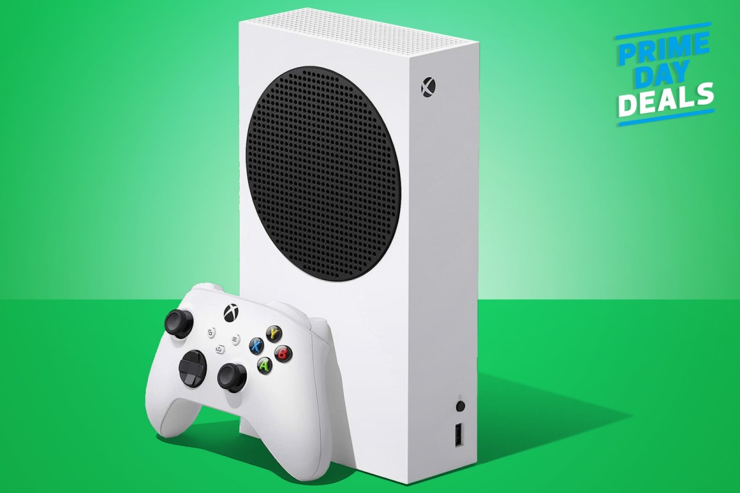 Xbox Series S on a green background