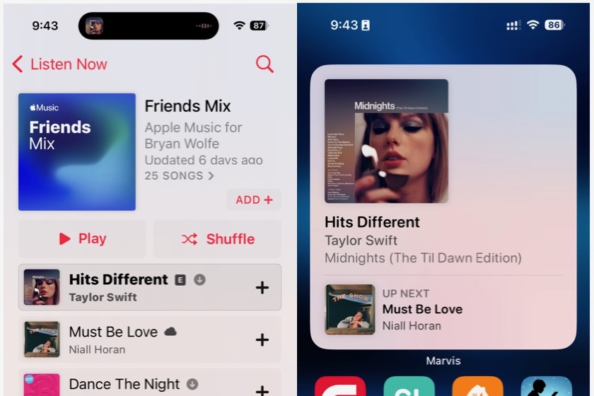 Apple Music widgets Marvis Pro