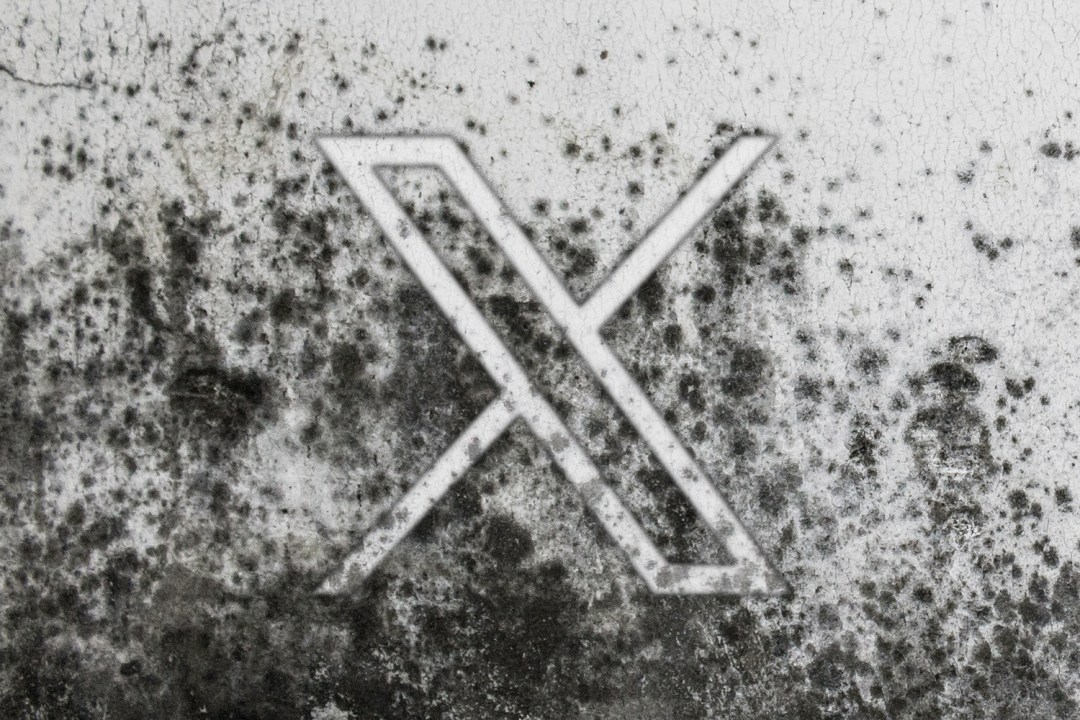 X app logo with black rot and mould everywhere